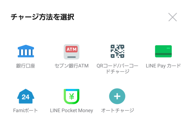 現金でのチャージ方法